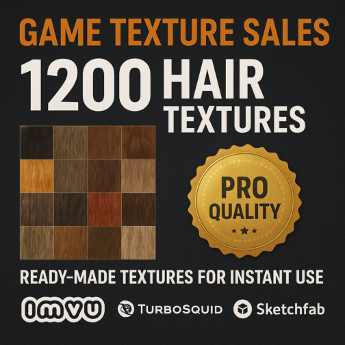 Game Texture Sales: 1200 Hair Textures for IMVU Creators!