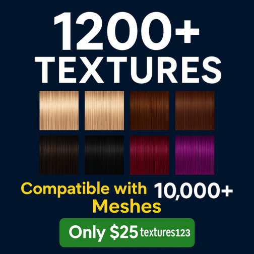 Get Creative! 1200+ Hair Textures Compatible with 10K+ Meshes!