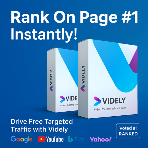 Get Videly and Rank Your Videos on Page #1 Instantly with 3 Clicks – No SEO Needed!